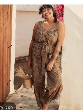 Doen Eliza floral jumpsuit XS yellow laurel canyon rose